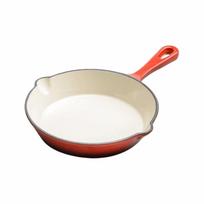 Non-stick Enameled Cast Iron Dutch Oven Flat Bottomed Universal Frying Pan Red Round Omelette Pan Kitchen Cookware raudona