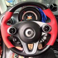 Hand-stitch red  Leather Carbon Fiber car Steering Wheel Cover For Mercedes Benz Smart Fortwo Forfour 2009- car parts style 1