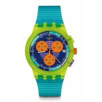 Swatch NEON WAVE Naujas Chrono Plastikinis SUSJ404 Laikrodis, blue