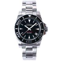 ZEEDA Jet Shark automatic 10 ATM water sapphire 316L stainless JET SHARK PIARK men's watch, diver's watch, resistance, crystal, steel, BLACK. mėlyna