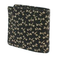 Inden Leather Bill Compartment Coin Black with White Dragonfly [Inden-ya] Bi-fold Wallet, S, Box-type Purse, Deerskin, Lacquer, Pattern, 2008-11-008