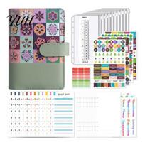 Accounting Ledger With Dividers A6 Zipper Budget Planner, Cash Tracking Notebook with Dividers, Spiral Binder Card Slot Planner for Expense Financial žalia