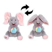 2026 Hide-and-seek Elephant Plush Toy Flapping Ears With Cheerful Songs Elephant Soft Soothing Babies Toys Christmas Gift
