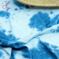 Promotion 120gsm Tie-Dyed Blue Viscose Fabric Eco-Friendly  Cheap Material for Scarf Garments Home Textiles Accessories