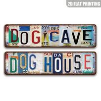 Letter Dog Cave Dog House Metal Tin Sign Retro Spliced Car Tag Wall Decor for Kennel Backyard Pet Room Home Wall Hanging Gift (as the picture,10*40cm)