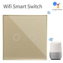Smart Switches Work with WiFi Light Switch Glass Modern Smart Touch Switch PCB Smart Home Appliances 86mm*86mm&Eu Standard auksas