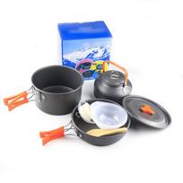Factory Direct Outdoor Pot Set Camping Cookware 2026 Popular Hot Pot Boiling Water Teapot Frying Pan Portable Outdoor Stove žalia
