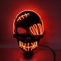 Halloween Full Face Mask PP Costume Props Nightclub Skull Glowing Mask  Gift raudona