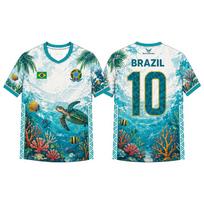 2026 New Brazil Flag Print Football Jersey Summer Men's Outdoor Sports Quick-drying Breathable O-neck Top Unisex Kids T-shirt XS