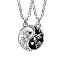 Lovers Friendship Yin Yang Clavicle Necklace Pendant Choker Couple Pendant Tai Chi Necklace 1 Set