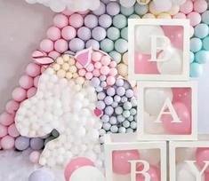 Blue Baby Shower Boxes Boy Girl Transparent Balloon Box Baby Shower Decorations Boxes Block Babyshower Birthday Party Supplies