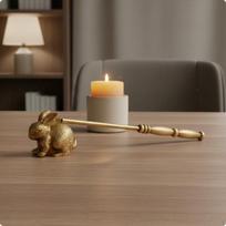 Hare Candle Vintage Style Brass Light Keepsake Idea for Tabletop