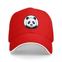 Panda Face Logo Baseball Cap Black with White Trim Stylish Animal Design for Casual Wear and Outdoor Activities Adjustable