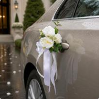 Automobilio Veidrodėlis Gėlėtas & Papuošalas Europos Klasikinis Baltas Kaspinas Rankų Darbo Vestuvinis Automobilis gray