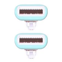 Portable Manual Shaver Women Razor Blade Tool For Face Armpit Leg Body Hair Shaving With Protective Net Lady Shaver Trimmer Set 3 mėlyna