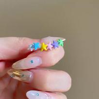 6Pcs/set Dopamine Style Colorful Star Stud Earrings for Women Girls Sweet Acrylic Small Bead Earrings Simple Fashion Jewelry