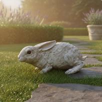 Realistic Hare Statue Lifelike Detail Garden Sculpture Weather Resistant Vintage Bunny