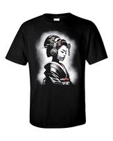 Headphone Japanese Geisha Girl Graffiti Stencil Spray Paint DJ T-Shirt XL