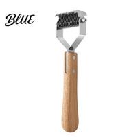 Pet Deshedding Rake Grooming Rake Double Sided Detangling Comb Undercoat with Wooden Handle Dogs Dematting Loose Hair Remover Brush Tool Remove S