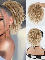 Sintetiniai trumpi perukai, 6 colių Afro Puff Kinky, garbanoti raišteliai surišti į uodegą plaukų priauginimui Natūralūs plaukų papuošalai ponio uodega moterims kasdieniam dėvėjimui 6inch white