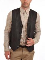 Brown Men 100%Orignal Lambskin Leather Waistcoat Western Vest Coat Button Jacket S ruda