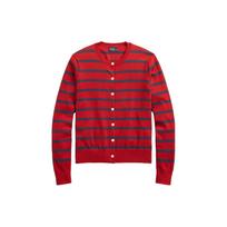 Polo Ralph Lauren Striped Loose Fit Crew Neck Button Front Long Sleeve Knit Sweater Women sweater Red WMPOSWENC020761-600 XS