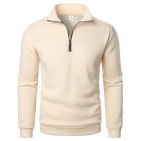 Men's Casual Half Zipper Stand Up Collar Hoodie Trend Simple and Loose Oversized Fleece Men's Hoodie S smėlis