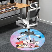 BTS K-Pop kėdės kilimėlis Apvalus kilimas - Biuro kilimas, Skalbiamas mašinoje, Neslystantis, Tinka svetainėms, Miegamiesiems 80cm