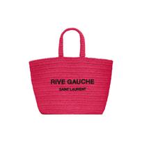Saint Laurent YSL Logo Print Large Capacity Coconut Fiber Tote Bag Women tote bags Neon-Pink 688864-GAAA1-5693 Basic Set (Bag+Dust Bag)