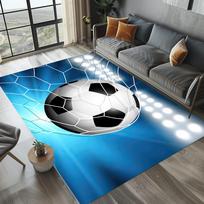 Spalvingas futbolo rašto kilimas Spalvingas futbolo kamuoliuko dekoras Minkštas neslystantis kilimas Vaikų kambario, miegamojo, svetainės dekoras Grindų kilimėlis 120x160cm