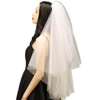 Bridal Wedding Veil Short Long Double-layered White Romantic Soft Cascade with Comb Mesh Photo Prop Cosplay Engagement Veil Party Headpiece balta
