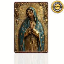 DORA Tin Sign Vintage Virgin of Guadalupe Metal Sign Rustic Americana Style Aluminum Wall Art Religious Mary Icon 20x30cm（7.8x11.8inch）