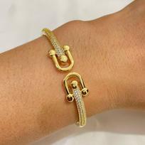 Open Horseshoe Buckle Women's Light Luxurious and High-end Versatile Bracelet One Size(16-22CM)