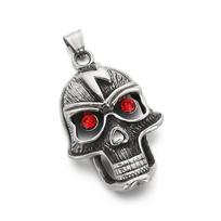 Warrior Helmet Buddha Head Necklace Dark Gothic Red Eye Skull Pendant Men's Accessory Pendant 60CM
