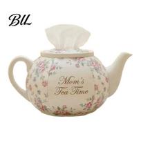 Teapot Shaped Tissue Box Cover Vintage Floral Holder Tea Time Decorative Fabric Napkin Dispenser Lovers Gift A