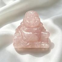 Rose Quartz Laughing Buddha Figurine, 2026 Crystal Feng Shui Ornament, Healing Love Stone Home Office Decor Gift (Pink,3inch(7.62cm)) rožinė
