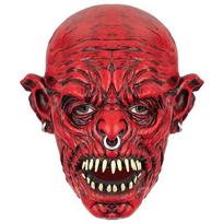 Red devil headgear, party latex mask One size fits all adults raudona