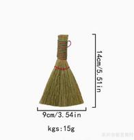 Small Handheld Natural Straw Broom with Wrapped Handle for Cleaning and Dusting Indoor and Outdoor Surfaces 14cm Length One Size