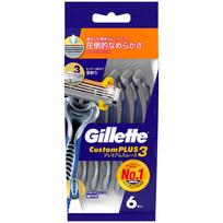 Gillette Custom Plus 3 Premium Smooth Vienkartinis skutimosi peiliukas su lubrikantu, 6 vnt. pakuotė, Skutimas, 3 ašmenys, Lygesnis, Vyriškas mėlyna