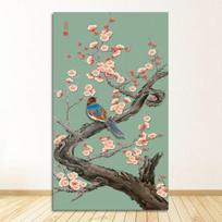 Tapyba Gražus Augalas Didelis Plakatas ir Spaudinys Abstraktus Menas Sieninis Paveikslas Svetainei Virtuvei Kinų Ginko Gėlė Paukštis Drobė 20cm×40cm NoFrame