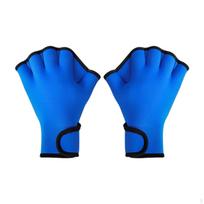 Swim Webbed Gloves Aquatic with Wrist Strap Fingerless Diving for Paddle M mėlyna