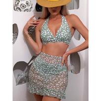 Moteriškas bikinis Seksualus maudymosi kostiumėlis aukštu juosmeniu Paplūdimio maudymosi kostiumėlis Moteriškas vasaros maudymosi kostiumėlis L žalia