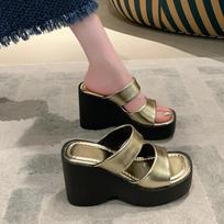 Fashion Women's Clip Toe Wedge Flip Flops 2024 Summer Chunky Platform Beach Sandals Woman Thick Sole High Heeled 34 auksas