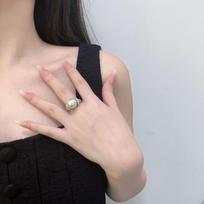 Light Luxury French Retro Natural Pearl Ring, Women'S High-End Sense Of Luxury Temperament Diamond-Set Design Ring No. 6