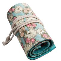 Roller Pencil Bag Rose Makeup Brush Organizer Student Pencil Stationery Pen Ba