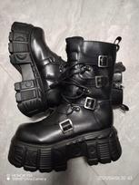 Cyber Rock Women's New Metal Punk Tank Locomotive Heightened Thick Bottomtie Lace Up Medium Tube Diablo Platform Heels Boots 36