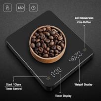 3kg/0.1g Auto Timer LED Display Kitchen Scales Electronic Scale with Timer High Precision Rechargeable Coffee Scale Black 3kg/0.1g