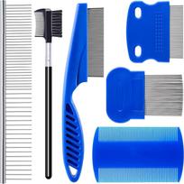6Pcs/Set Professional Lice Comb Kit for Lice Nits and Dandruff Removal Quick Results for Head Lice Treatment ,pet Styling Tools mėlyna