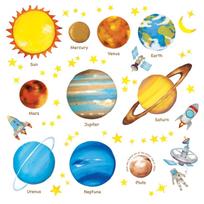DECOWALL Kosmosas ir planetos Sienos Vaikų Sienos Lipdukas Sienos meno kūrinys Vonios kambarys Vaikų tapetai DS8-1307 (Vidutinis) Lipdukas, Dekoracija, Darželis, Lopšelis, Kambarys,