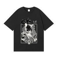 Chainsaw Man Reze  Bomb Devil  Black & White Print Oversized Anime Streetwear Women And Men T-Shirt 4XL
